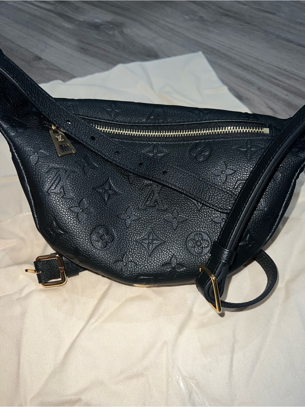 Louis Vuitton Black Embossed Monogram Crossbody Belt Bag - Picture 2 of 11